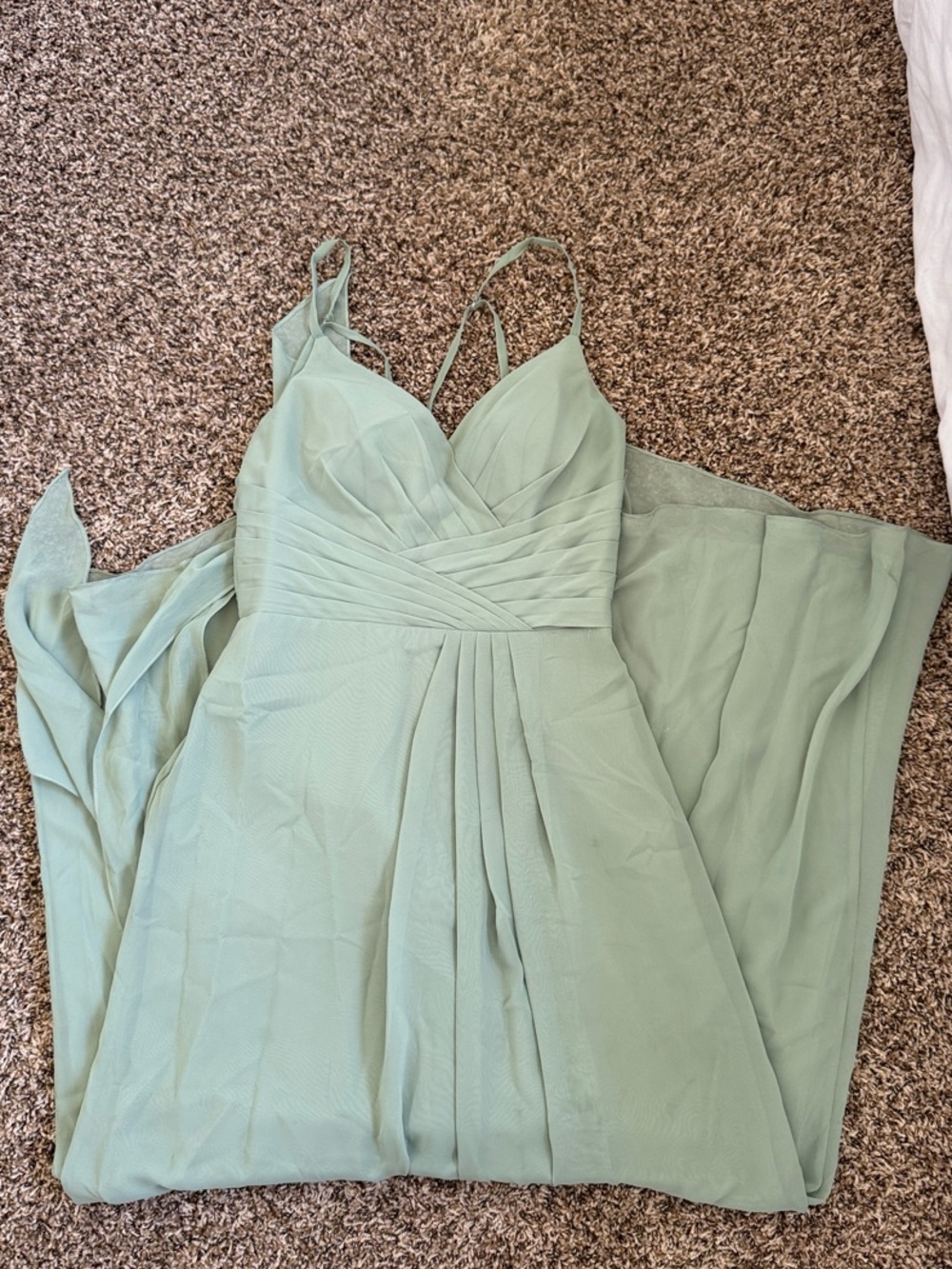 JJs House Light Sage Green Spaghetti Strap Maxi Dress